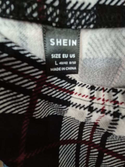 Black & White Plaid Shein Mini Skirt, L
