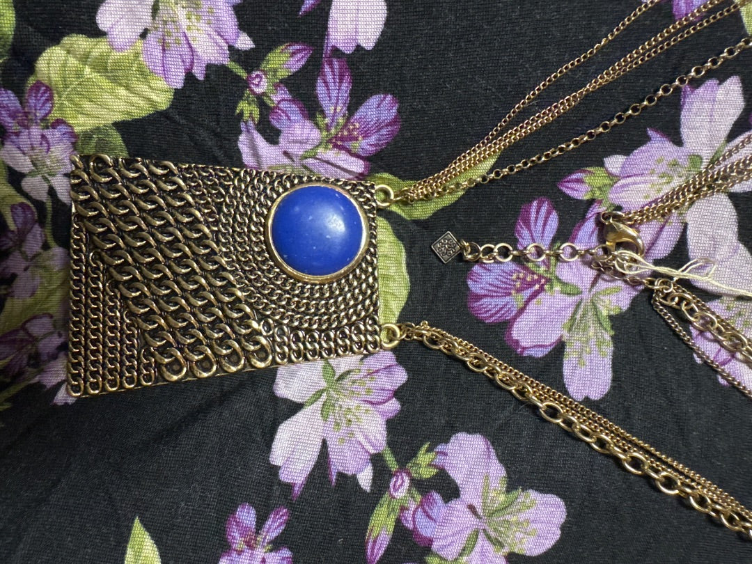 Faux Lapis Statement Necklace