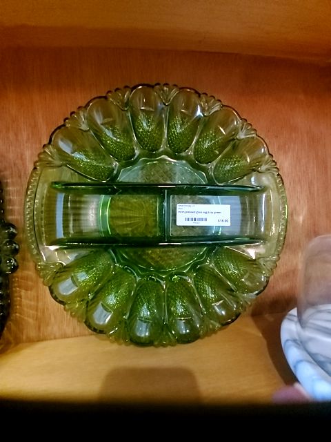 mcm pressed glass egg tray