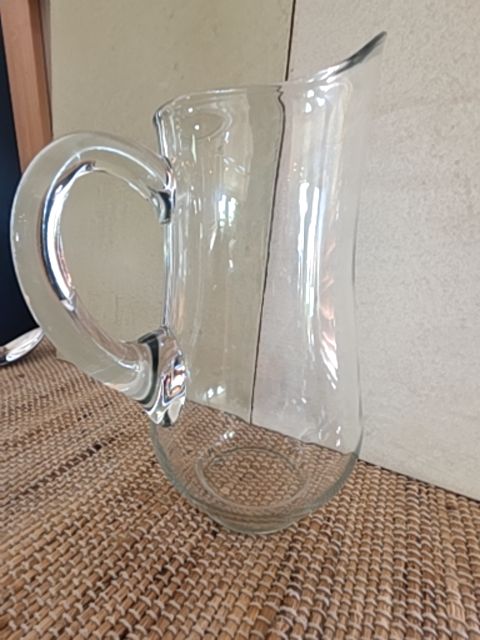 Glass pitcher, 11" x 4.5"