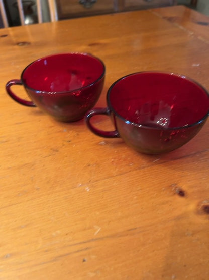 Vintage Ruby Red Glass cups