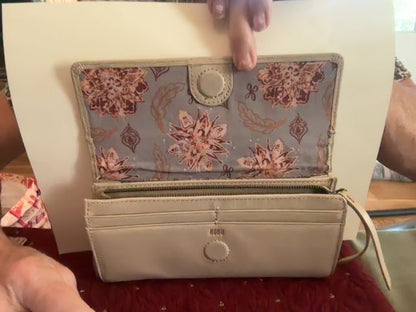 Cream HOBO Leather Wallet, 7 1/2 x 3 3/4