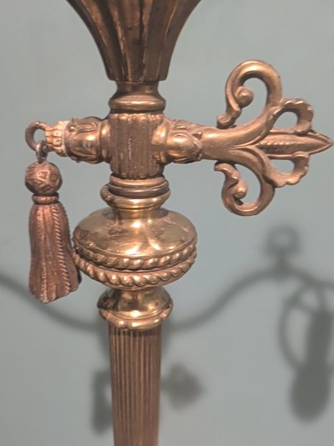 Vintage Brass Floor Lamp w/Marble Base, 52.5"