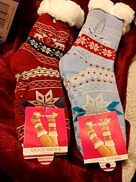 Multicolor  Sherpa Slipper Socks, 9-11