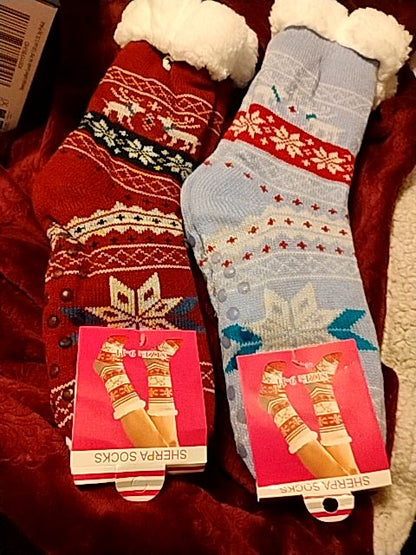 Multicolor  Sherpa Slipper Socks, 9-11