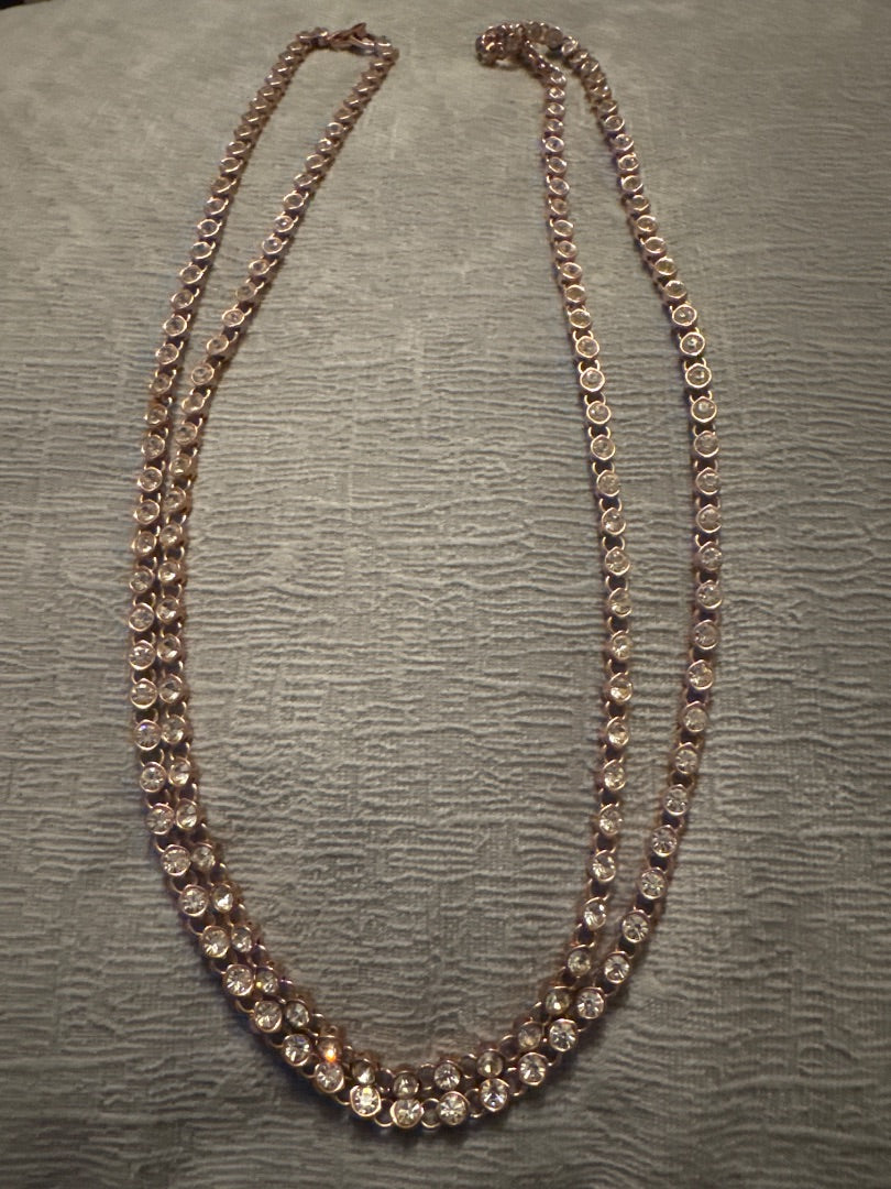 Rose-Gold Tone Rhinestone Necklace