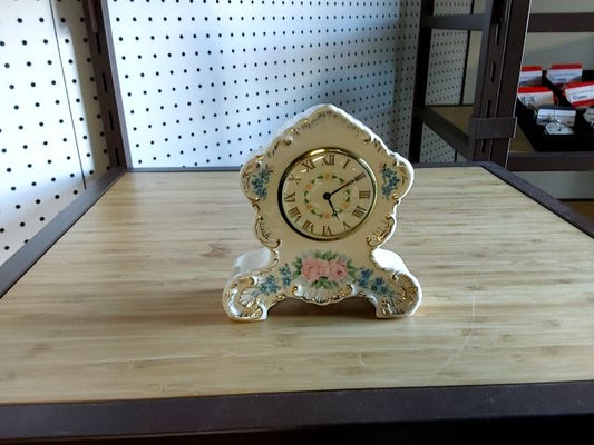 White/Floral  Large Face White Porcelain Clock