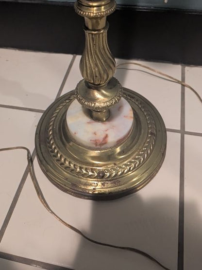 Vintage Brass Floor Lamp w/Marble Base, 52.5"