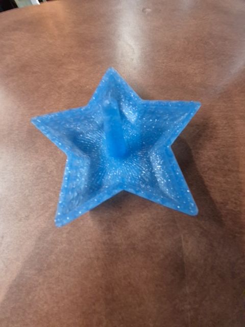 Blue w/ silver glitter Resin Star Ring/ trinket dish
