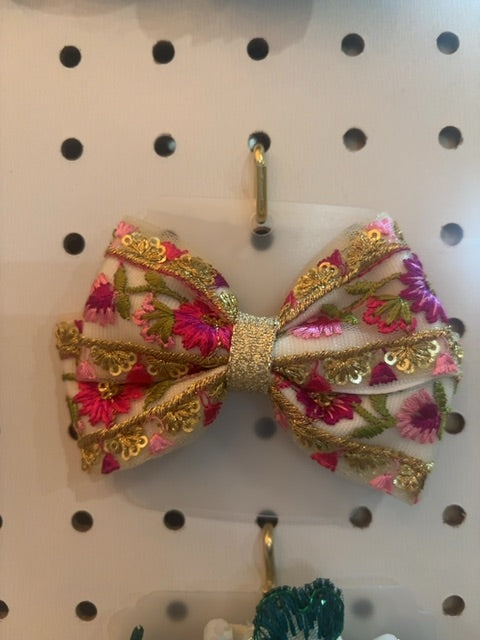 Embroidered ribbon bow