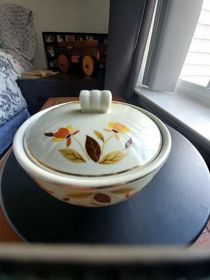 Autumn leaf Halls superior china Covered grease jar