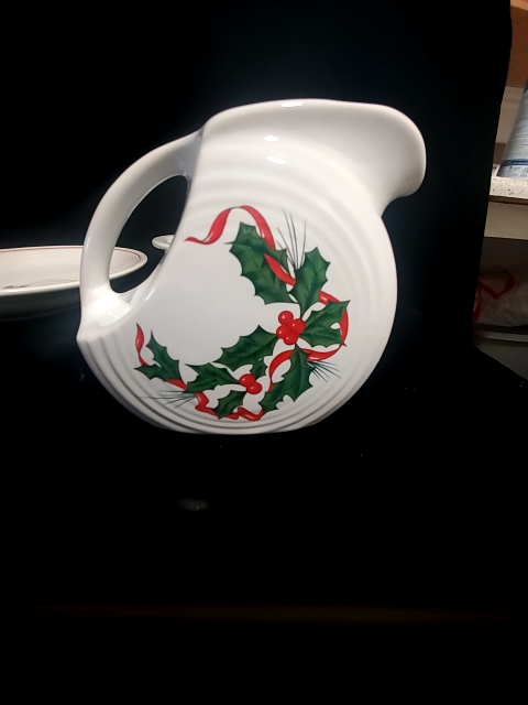 Fiestaware Small pitcher with holly and ribbon