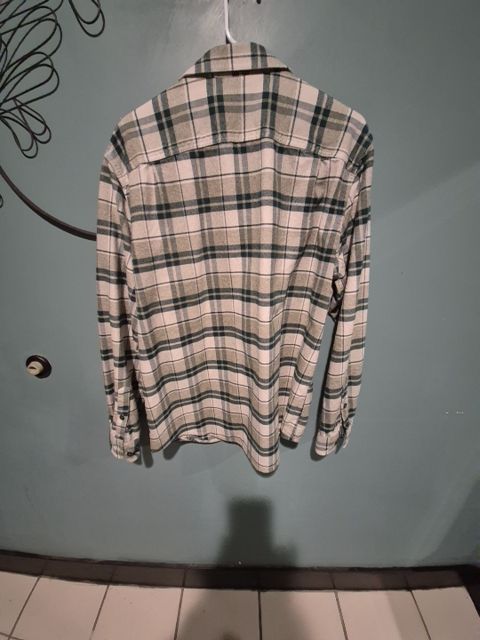 Green Plaid LL Bean 100% Cotton Flannel, L- Reg Slightly Fitted