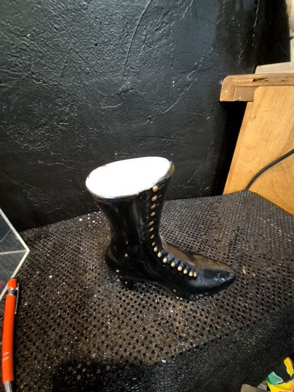 Black  Ceramic Boot, 7" × 3" x 7"