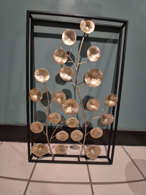 Black & Bronze  Metal Floral Wall Art, 20" × 31.5" × 2"