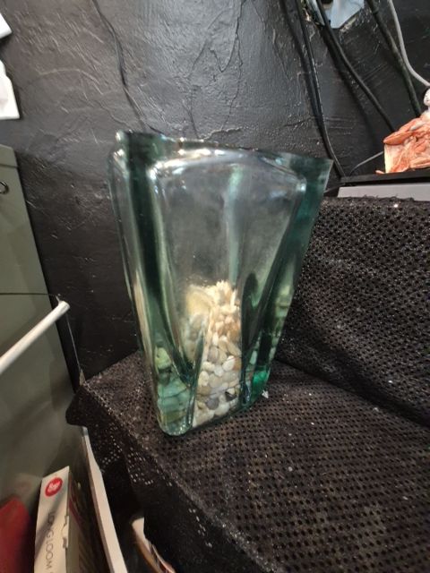 Large Square vase w/ rocks
