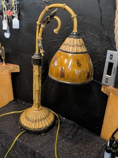 Lamp with bamboo style stand