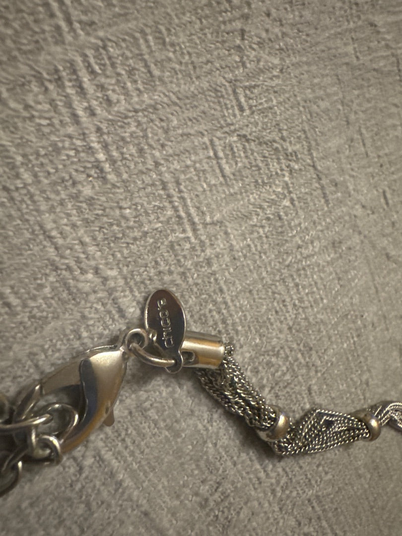 Silver Chicos Chicos long silver bead necklace, 7 to 8 inches