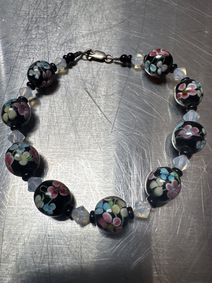 925 Floral Glass Bracelet