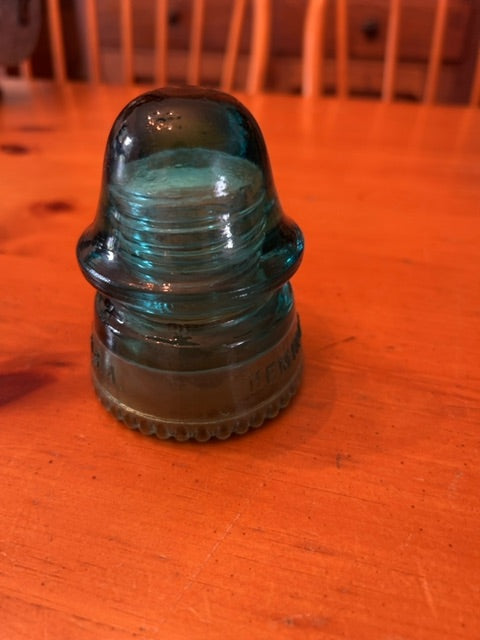 Vintage Hemingray teal glass insulator