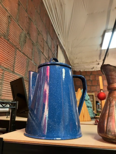 Blue metal coffee pot
