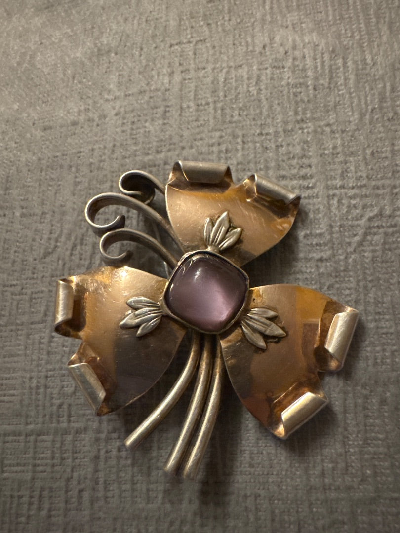 Amethyst two tone broach