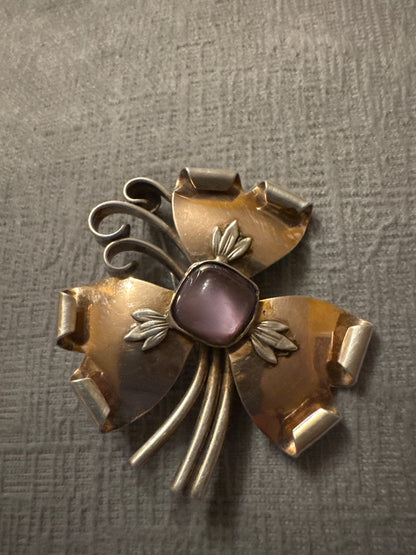 Amethyst two tone broach