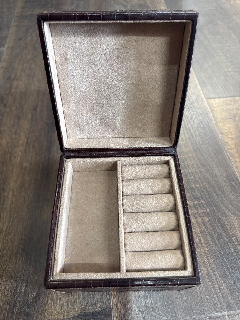 Brown Pottery Barn Leather Jewelry Box