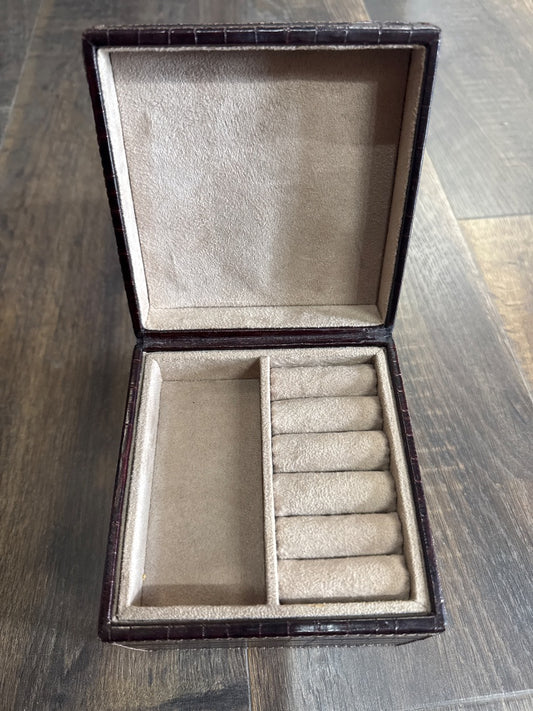 Brown Pottery Barn Leather Jewelry Box