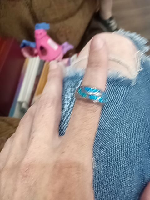 Sterling men's ring with blue opal