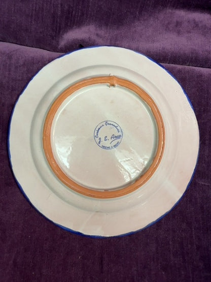 Blu/Wht J.E. Arco Handpainted Fajalauza Plate, 7.75