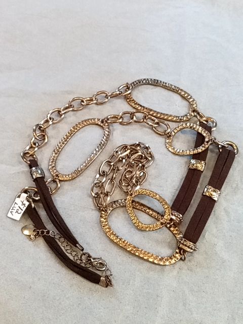 Gold Erica Lyons Brown Cord necklace