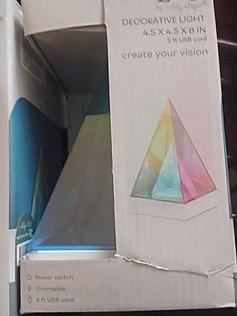 Turquoise/Multi L & F By Lily & Faye Triangle Luminosity Light, 4.5 X 4.5 X 8 in