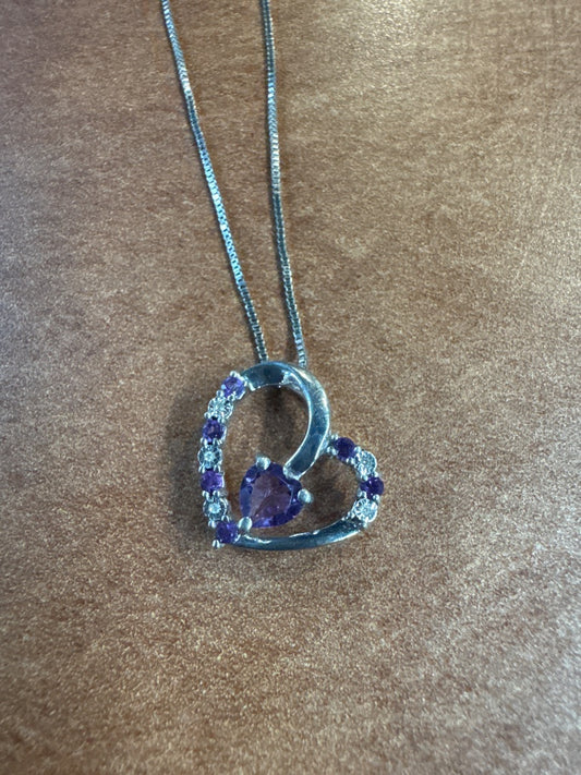 Amethyst heart sterling