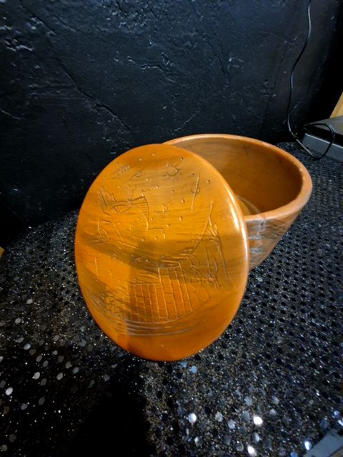 Terre Cotta Navajo Pottery w/Lid "as is" Cracked, 5" × 3.5"