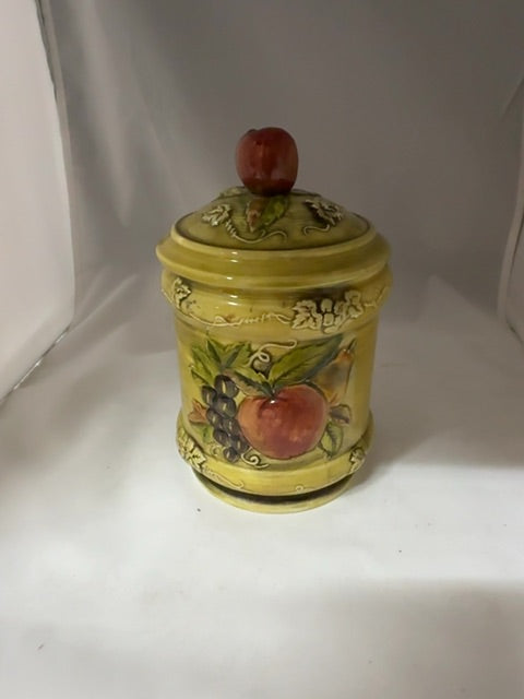 Green with apples  Ceramic jar, Small