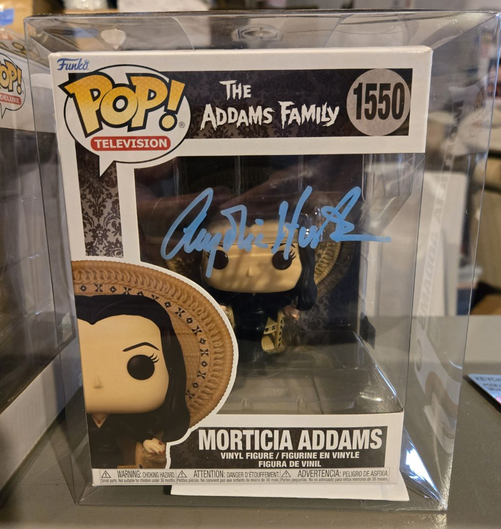 Morticia Addams Funko Pop signed Angelica Huston
