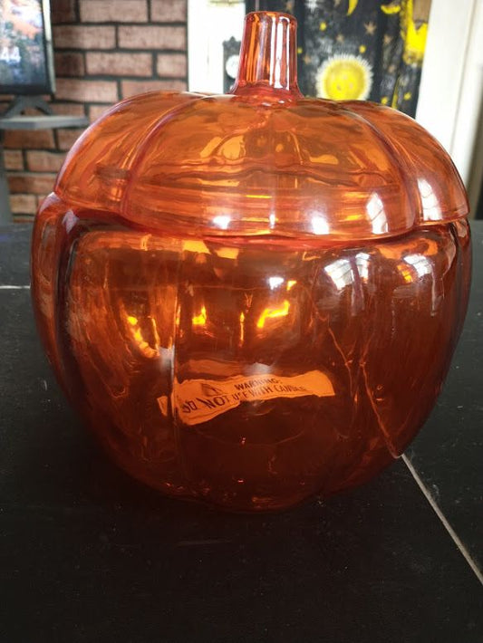 Orange Glass Pumpkin Cookie Jar