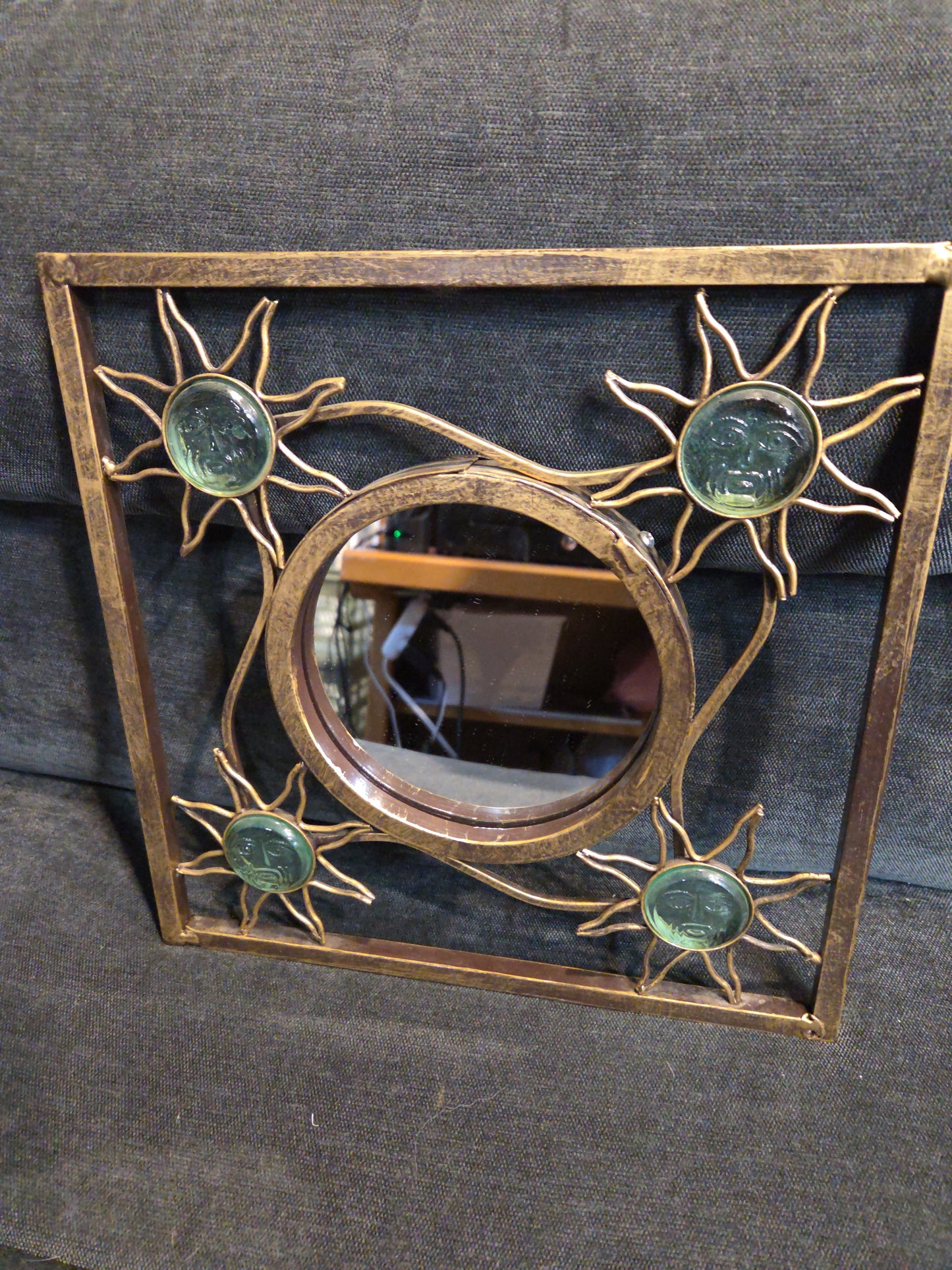 Metal Frame glass mirror with moons