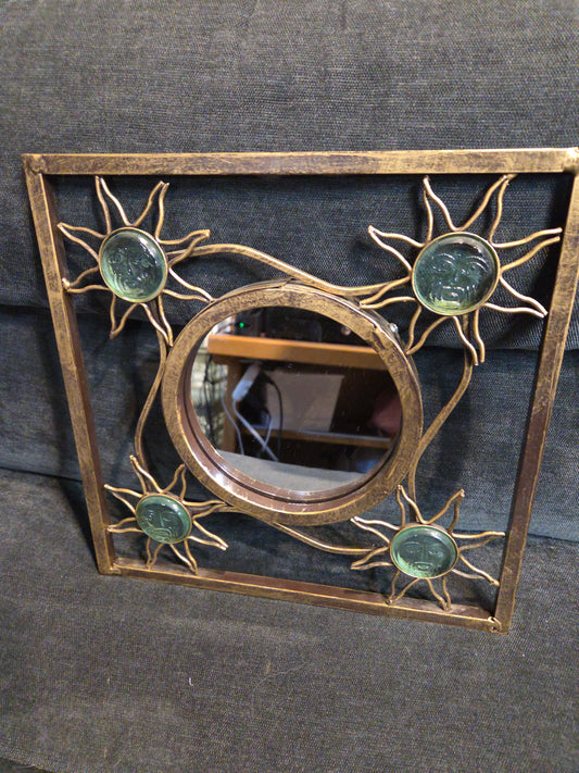 Metal Frame glass mirror with moons