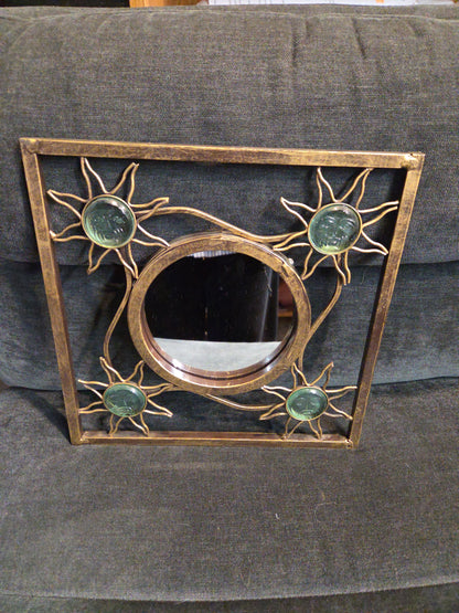 Metal Frame glass mirror with moons
