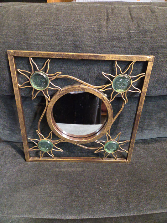 Metal Frame glass mirror with moons