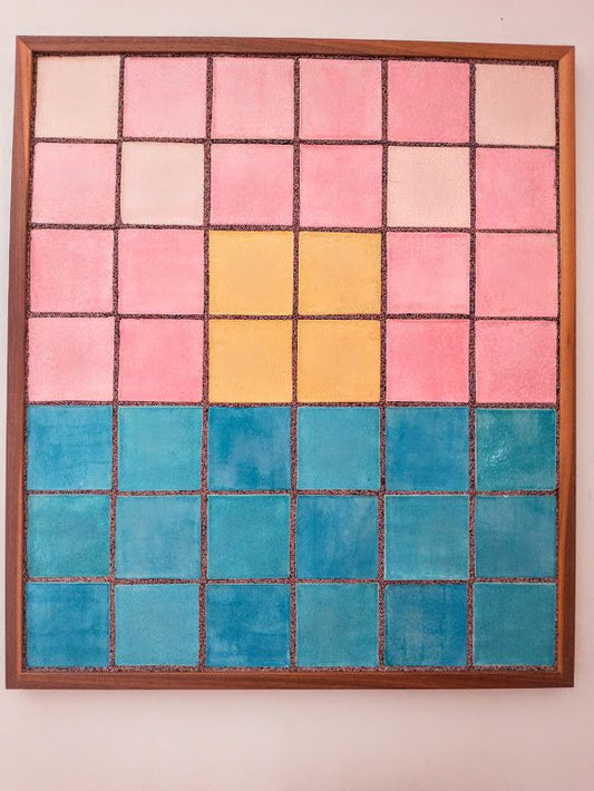 Framed Ceramic Tiles Caribbean Sunset, 26" x 30.5"
