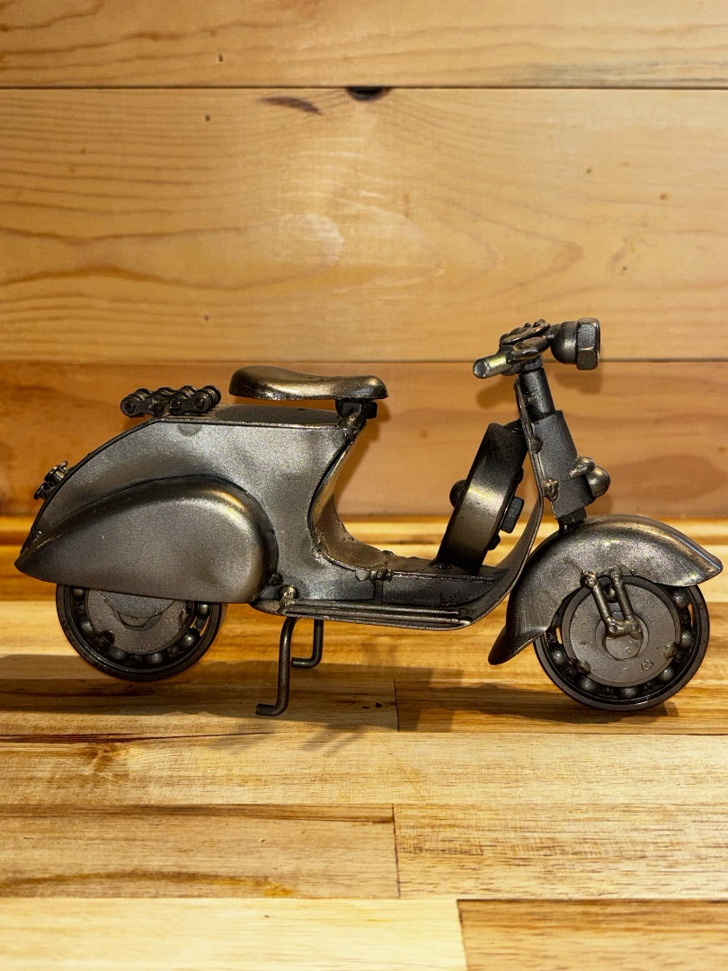 Silver  Vespa Metal Art Scooter