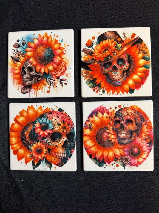 Square Ceramic Coasters Set of 4, 4x4