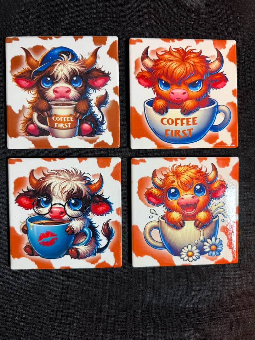 Square Ceramic Coasters Set of 4