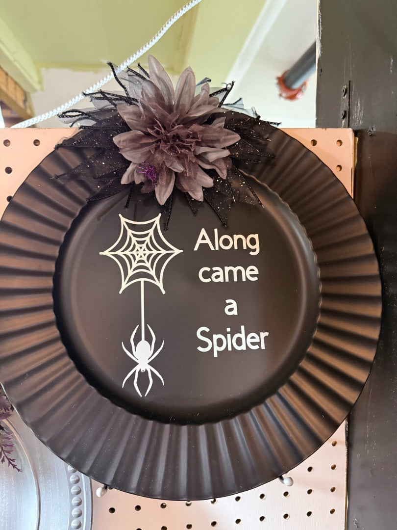 Decorated Charger Plate "Along came a spider"
