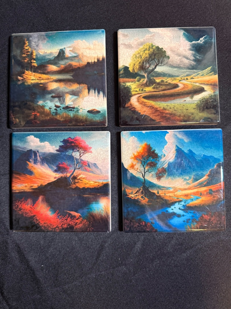 Square Ceramic Coasters Set of 4, 4x4
