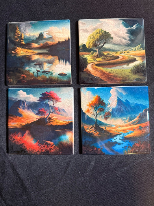 Square Ceramic Coasters Set of 4, 4x4