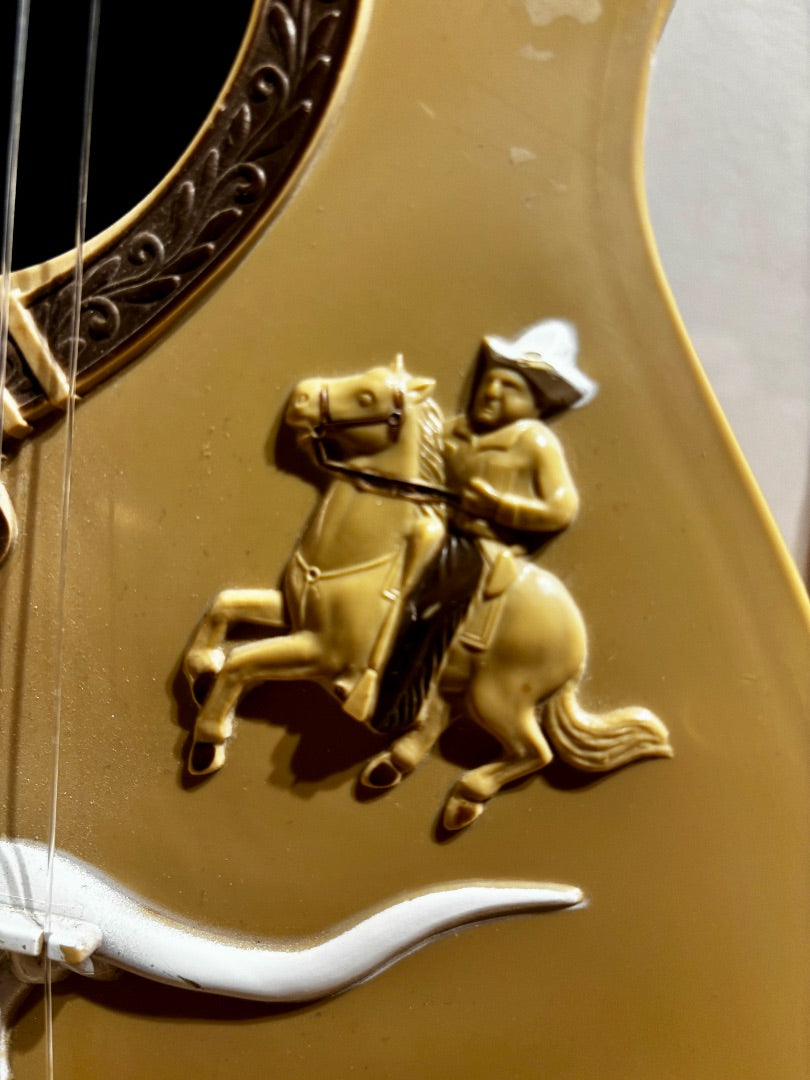 Tan Emenee Gene Autry Western Folk 1960's Plastic Toy Guitar, Small